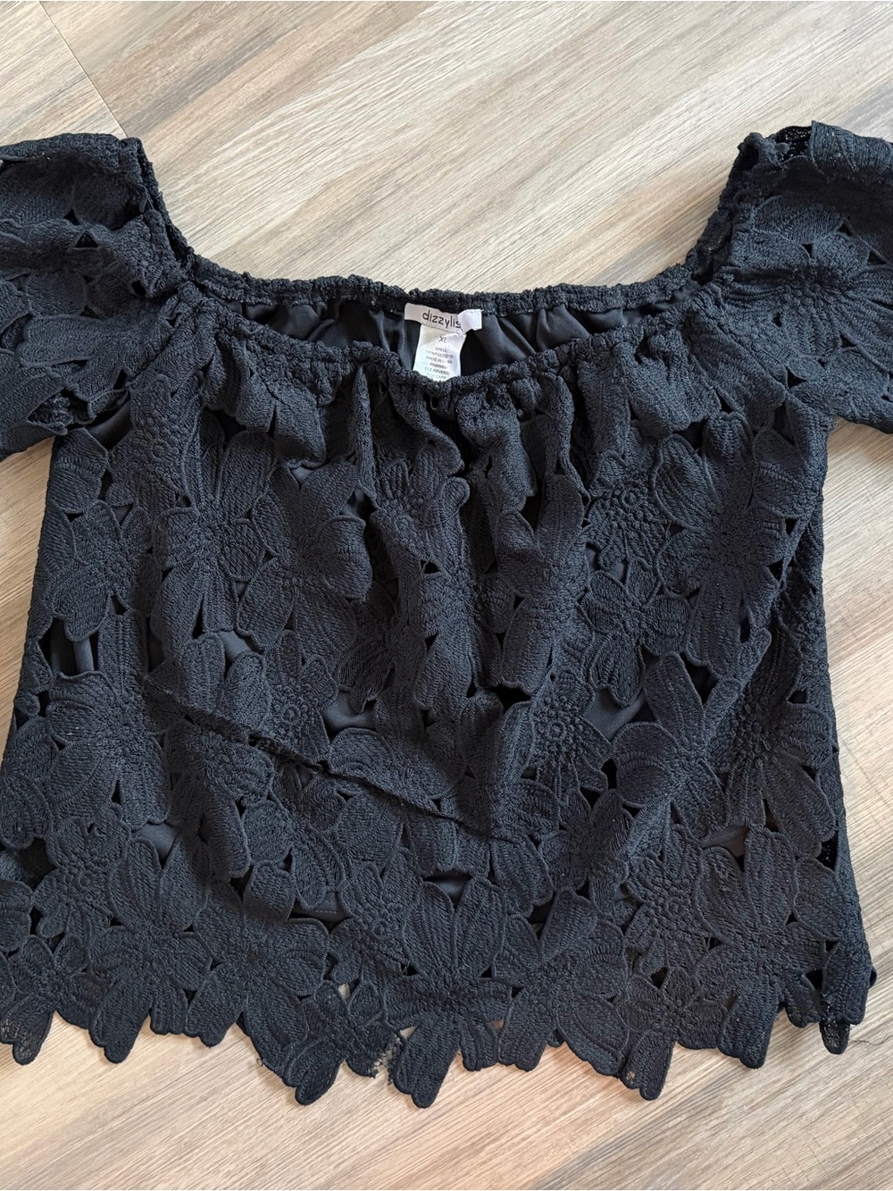 Black Floral Lace Off-Shoulder Top
